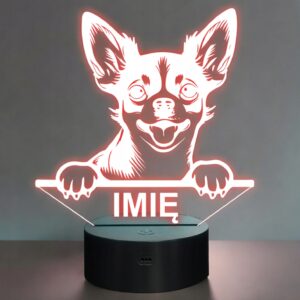 Lampka Nocna LED Chihuahua Rasa Psa z Imieniem na Prezent