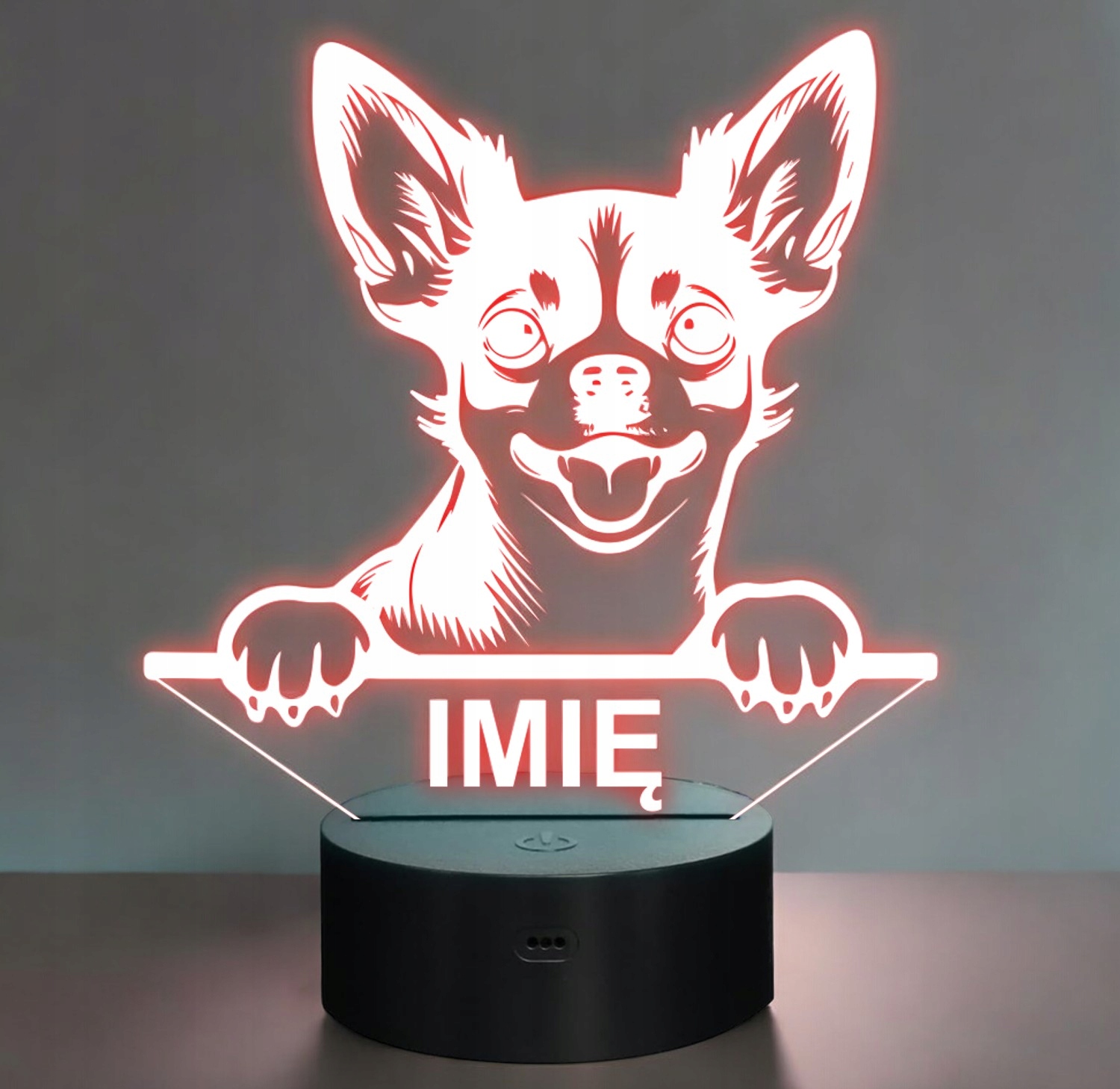Lampka Nocna LED Chihuahua Rasa Psa z Imieniem na Prezent Lampka Nocna LED Chihuahua Rasa Psa z Imieniem na Prezent