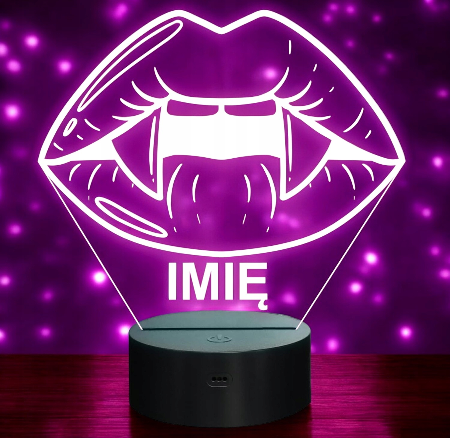 Lampka Nocna LED Imię Statuetka Usta Kły Wampir Pastel Goth Prezent Grawer Lampka Nocna LED Imię Statuetka Usta Kły Wampir Pastel Goth Prezent Grawer