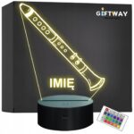 Lampka Nocna LED Imię Statuetka Klarnet Instrument na Prezent Grawer