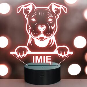 Lampka Nocna LED Pitbull Rasa Psa z Imieniem na Prezent v.1