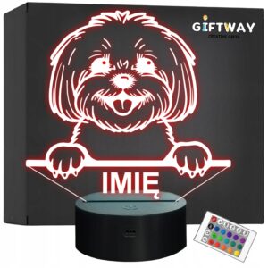 Lampka Nocna LED Bichon Frise Biszon Rasa z Imieniem na Prezent