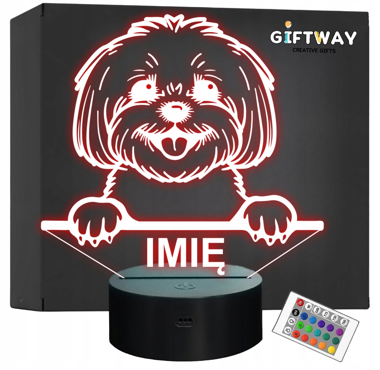 Lampka Nocna LED Bichon Frise Biszon Rasa z Imieniem na Prezent Lampka Nocna LED Bichon Frise Biszon Rasa z Imieniem na Prezent