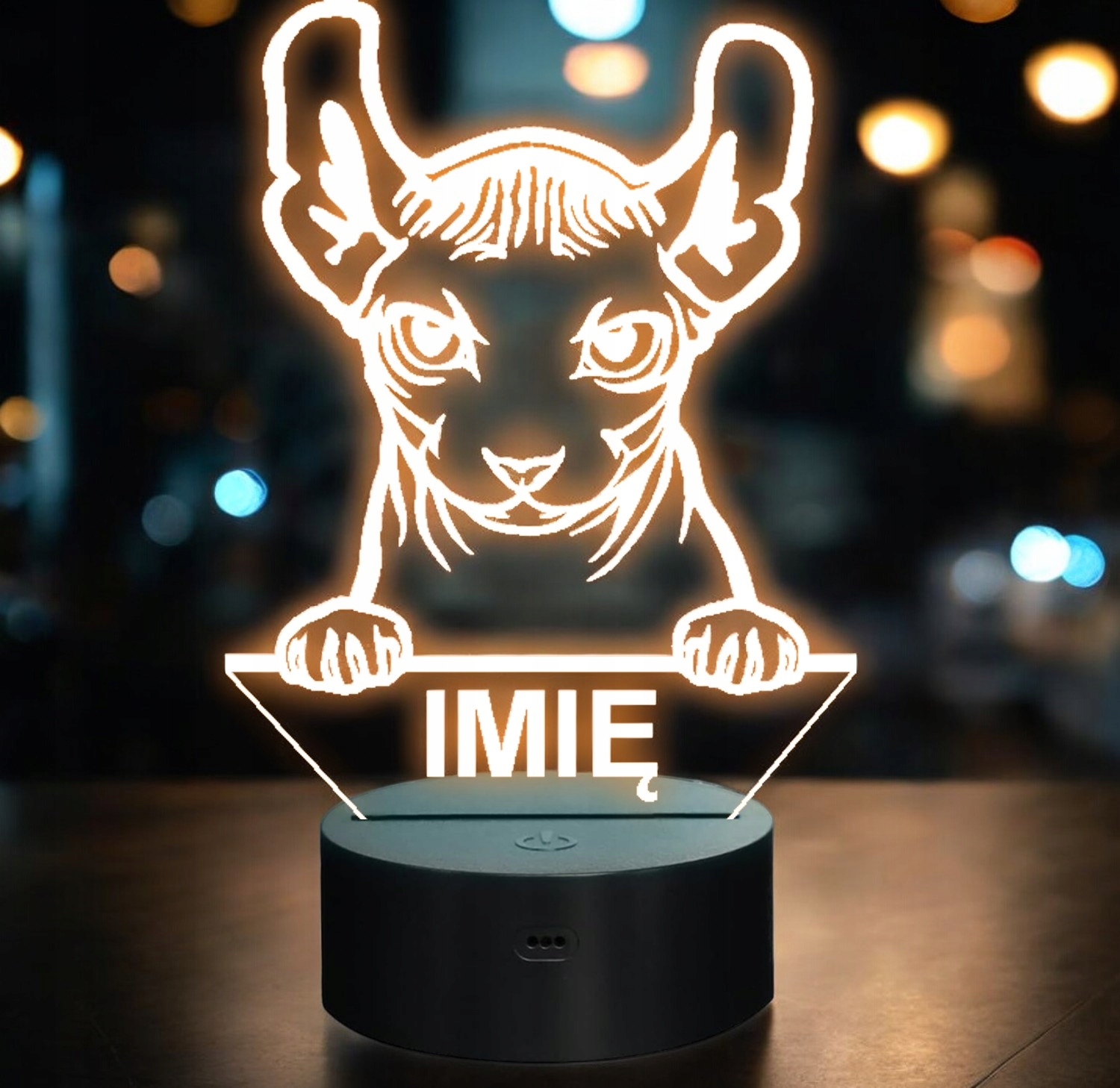 Lampka Nocna LED Dwelf Rasa Kota z Imieniem na Prezent Lampka Nocna LED Dwelf Rasa Kota z Imieniem na Prezent