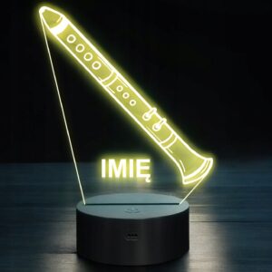 Lampka Nocna LED Imię Statuetka Klarnet Instrument na Prezent Grawer