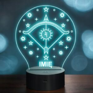 Lampka Nocna Strzelec LED Znak Zodiaku Horoskop z Imieniem Prezent Grawer