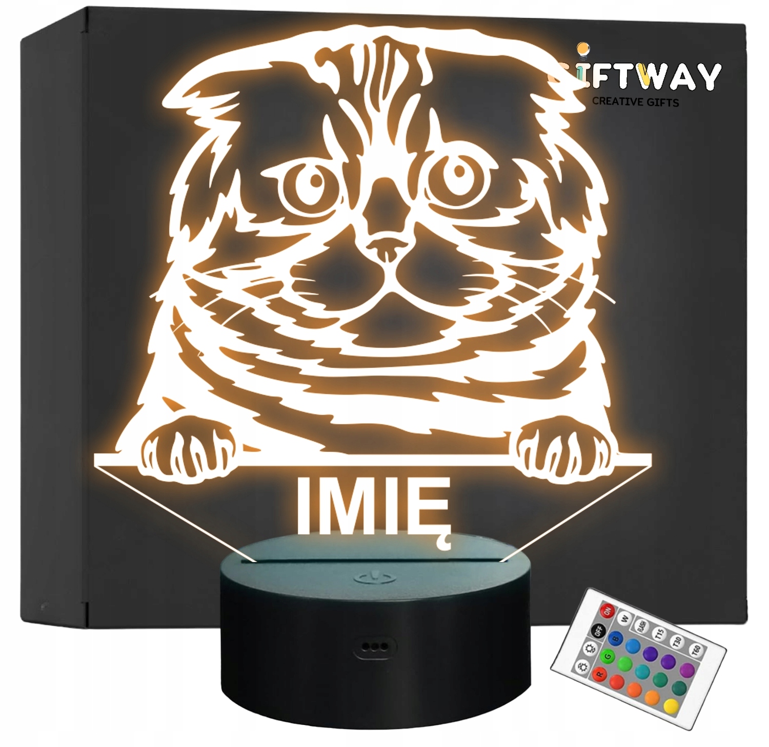 Lampka Nocna LED Foldex Rasa Kota z Imieniem na Prezent Lampka Nocna LED Foldex Rasa Kota z Imieniem na Prezent