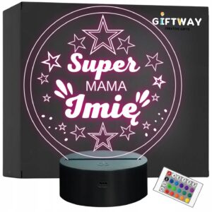 Lampka Nocna LED Statuetka Super Mama Rodzina na Prezent Grawer