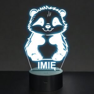 Lampka Nocna LED Z Imieniem Słodka Panda dla Dzieci na Prezent z Grawerem