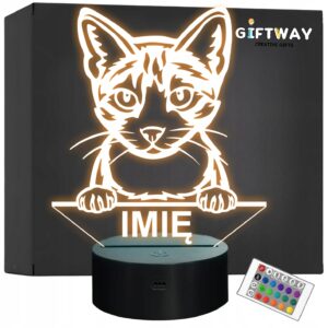 Lampka Nocna LED Kot egejski Rasa Kota z Imieniem na Prezent