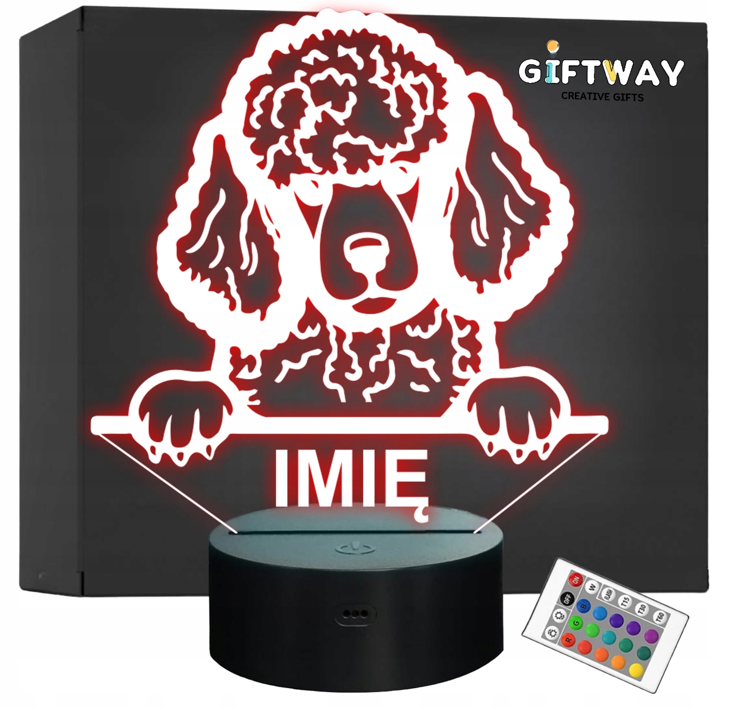 Lampka Nocna LED Pudel Rasa Psa z Imieniem na Prezent v.1 Lampka Nocna LED Pudel Rasa Psa z Imieniem na Prezent v.1