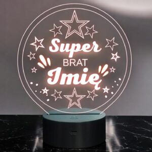 Lampka Nocna LED Statuetka Super Brat Rodzeństwo Rodzina na Prezent Grawer