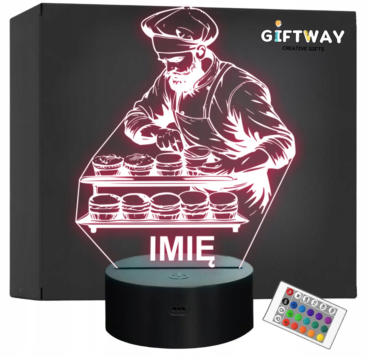 Lampka Nocna LED Imię Statuetka Zawód Piekarzna Prezent Grawer Lampka Nocna LED Imię Statuetka Zawód Piekarzna Prezent Grawer