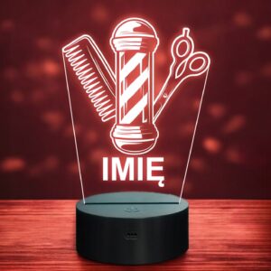 Lampka Nocna LED Imię Statuetka Barber Fryzjer Męski na Prezent Grawer