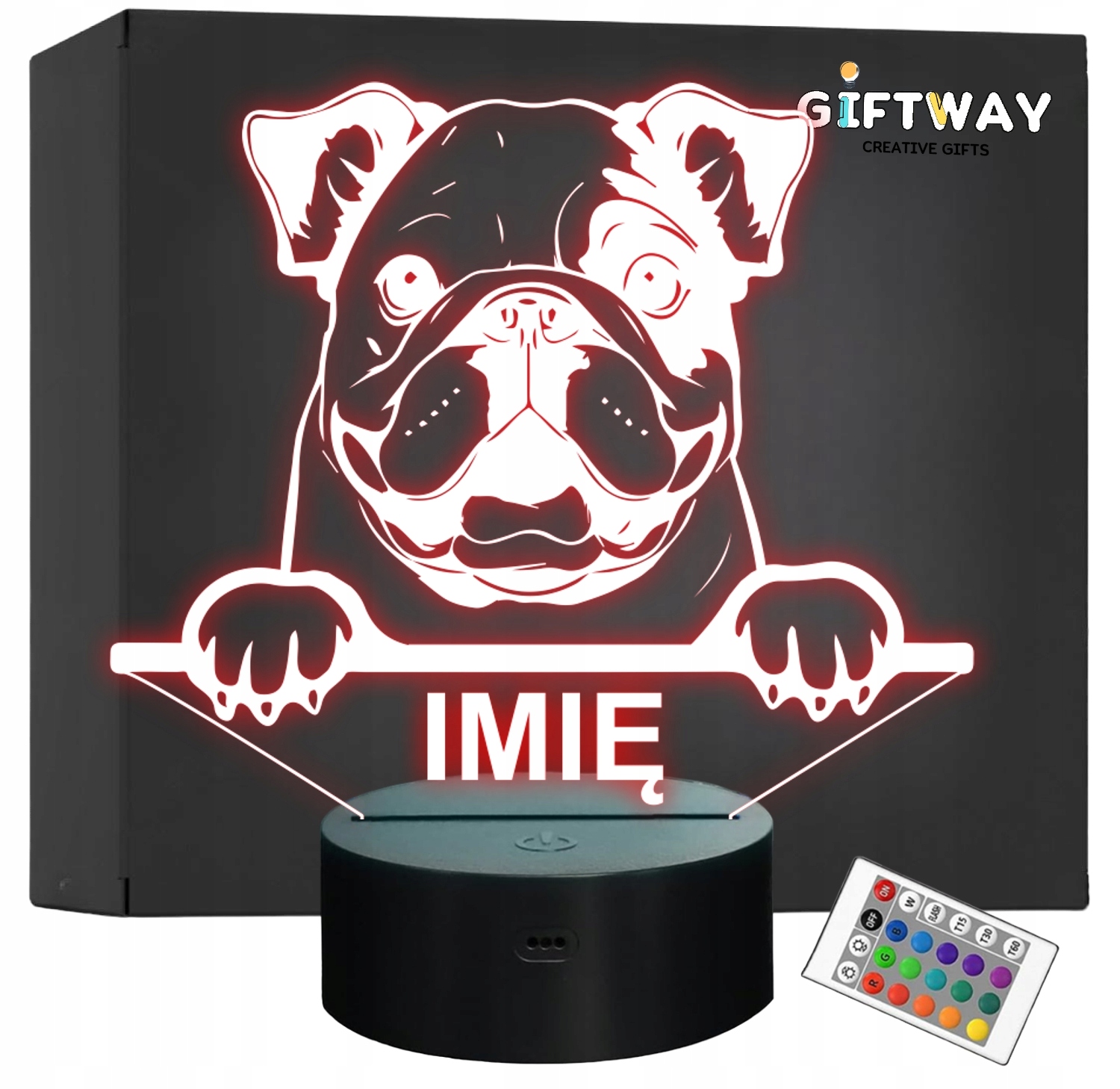 Lampka Nocna LED Bulldog Rasa Psa z Imieniem na Prezent v.1 Lampka Nocna LED Bulldog Rasa Psa z Imieniem na Prezent v.1
