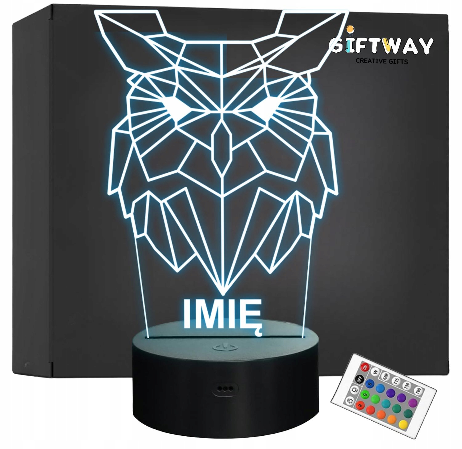 Lampka Nocna LED 3D Z Imieniem Grawer Sowa Prezent Personalizowana Lampka Nocna LED 3D Z Imieniem Grawer Sowa Prezent Personalizowana