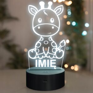 Lampka Nocna LED Z Imieniem Żyrafa Żyrafka dla Dzieci na Prezent