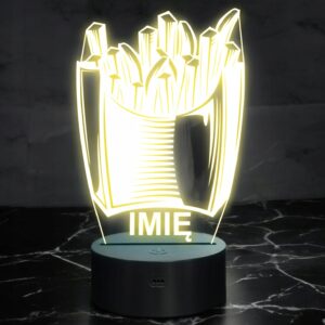Lampka Nocna LED Imię Statuetka Fast Food Frytki na Prezent Grawer