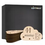 Drewniane Tabliczki Miesiące do Zdjęć Dziecka Pierwszy Rok Chmurki Misie