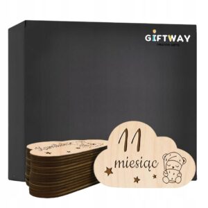 Drewniane Tabliczki Miesiące do Zdjęć Dziecka Pierwszy Rok Chmurki Misie