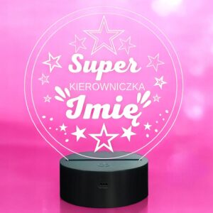 Lampka Nocna LED Statuetka Super Kierowniczka Praca na Prezent Grawer