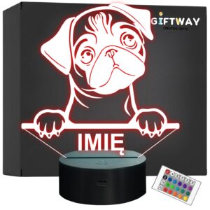Lampka Nocna LED Mops Rasa Psa z Imieniem na Prezent v.1
