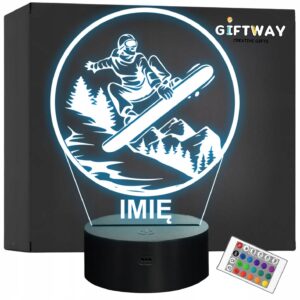 Lampka Nocna LED Statuetka Sporty Zimowe Snowboard na Prezent Grawer v.3
