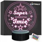Lampka Nocna LED Statuetka Super Chrzestna Chrzest na Prezent Grawer