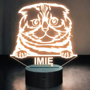Lampka Nocna LED Foldex Rasa Kota z Imieniem na Prezent