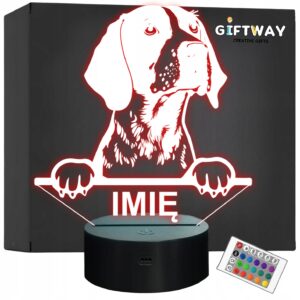 Lampka Nocna LED Wyżeł niemiecki Rasa Psa z Imieniem na Prezent v.2