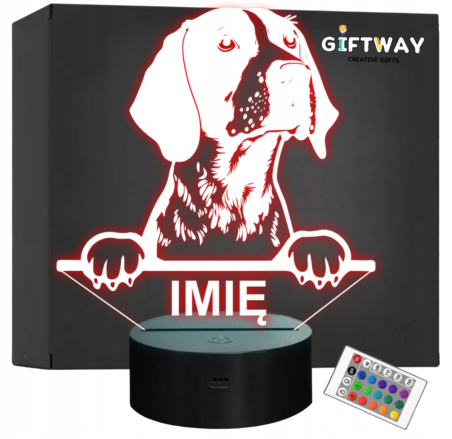 Lampka Nocna LED Wyżeł niemiecki Rasa Psa z Imieniem na Prezent v.2 Lampka Nocna LED Wyżeł niemiecki Rasa Psa z Imieniem na Prezent v.2