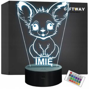 Lampka Nocna LED Z Imieniem Słodki Zając dla Dzieci na Prezent Grawer