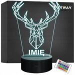 Lampka Nocna LED 3D Z Imieniem Grawer Jeleń na Prezent Personalizowana