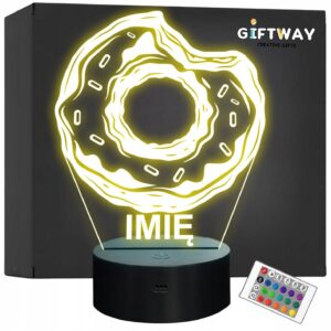 Lampka Nocna LED Imię Statuetka Fast Food Donut Pączek na Prezent Grawer