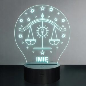 Lampka Nocna Waga LED Znak Zodiaku Horoskop z Imieniem Prezent Grawer