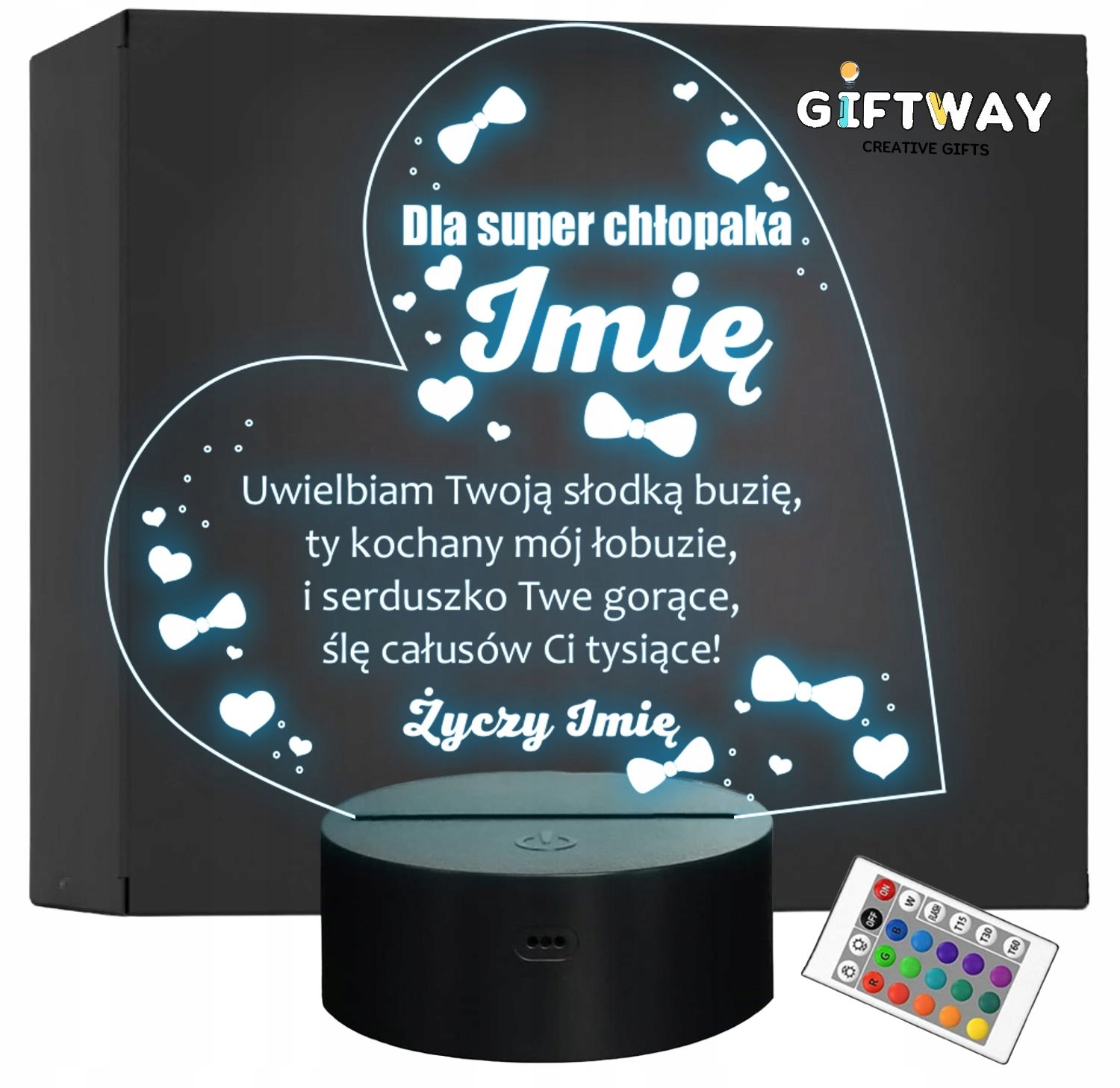 Lampka Nocna LED Statuetka Pamiątka Dzień Chłopaka na Prezent Grawer Lampka Nocna LED Statuetka Pamiątka Dzień Chłopaka na Prezent Grawer