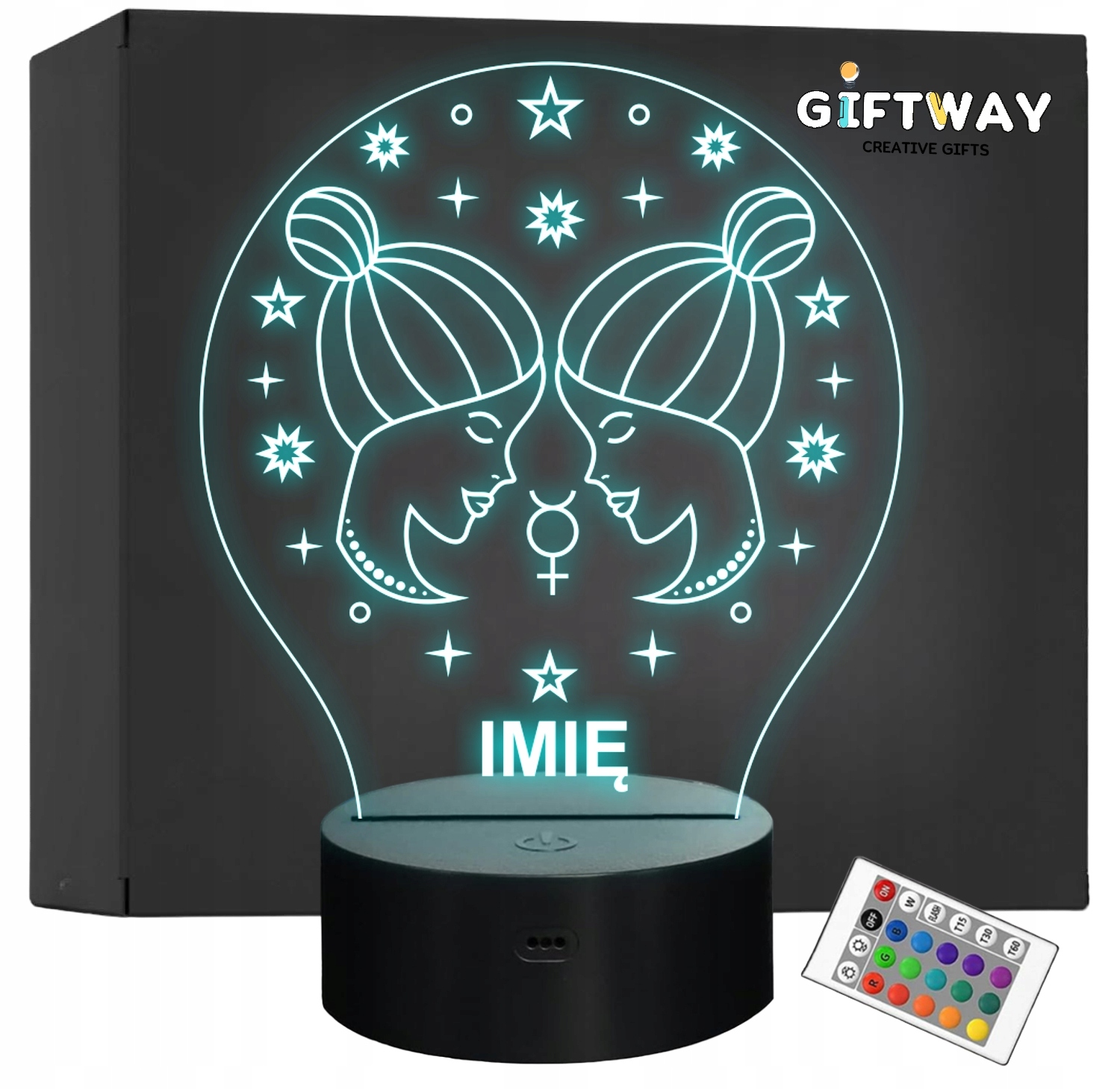 Lampka Nocna Bliźnięta LED Znak Zodiaku Horoskop z Imieniem Prezent Grawer Lampka Nocna Bliźnięta LED Znak Zodiaku Horoskop z Imieniem Prezent Grawer
