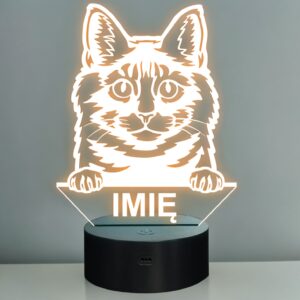 Lampka Nocna LED Kurilian Bobtail Rasa Kota z Imieniem na Prezent