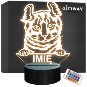 Lampka Nocna LED Highlander Rasa Kota z Imieniem na Prezent