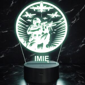 Lampka Nocna LED Statuetka Żołnierz Wojskowy Zawód na Prezent Grawer v.1