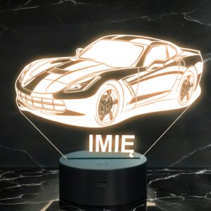 Lampka Nocna LED Imię Statuetka Samochód Auto Sportowe Prezent Grawer v.3