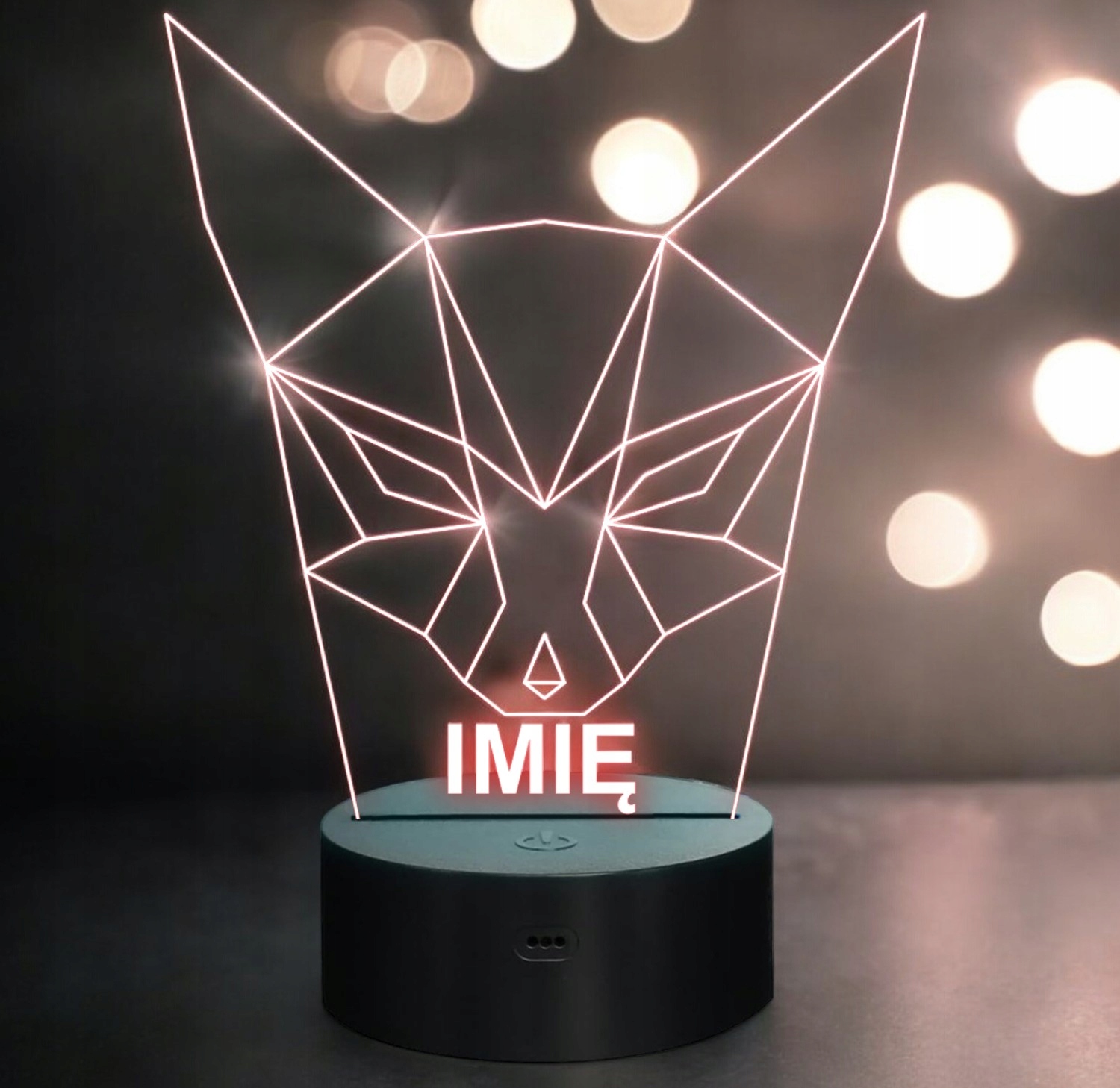 Lampka Nocna LED 3D Z Imieniem Grawer Lis Lisek na Prezent Personalizowana Lampka Nocna LED 3D Z Imieniem Grawer Lis Lisek na Prezent Personalizowana