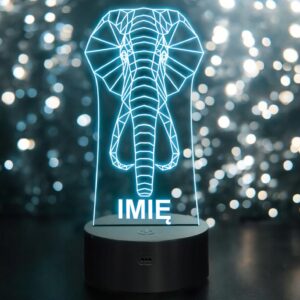 Lampka Nocna LED 3D Z Imieniem Grawer Słoń Słonik Prezent Personalizowana