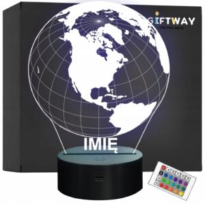 Lampka Nocna LED Z Imieniem Grawer Globus Ziemia Planeta Geografia
