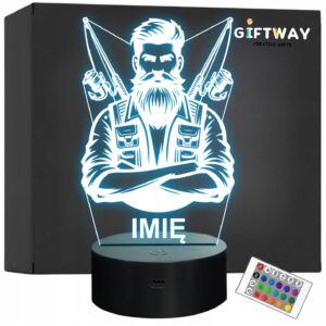 Lampka Nocna LED Statuetka Wędkowanie Wędkarz Łowienie Ryb Prezent Grawer