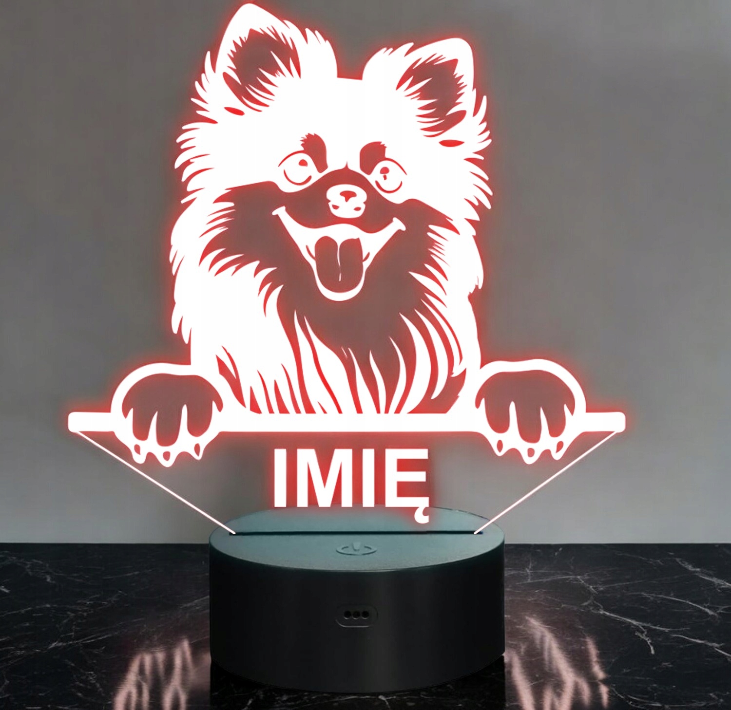 Lampka Nocna LED Pomeranian Rasa Psa z Imieniem na Prezent Lampka Nocna LED Pomeranian Rasa Psa z Imieniem na Prezent