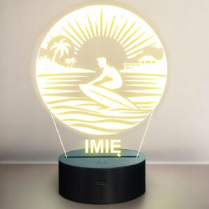 Lampka Nocna LED Statuetka Surfing Deska Sporty Wodne na Prezent Grawer