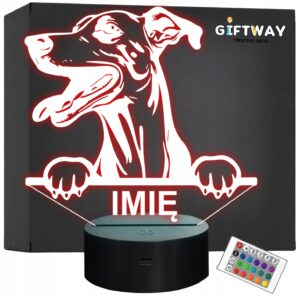 Lampka Nocna LED Whippet Rasa Psa z Imieniem na Prezent