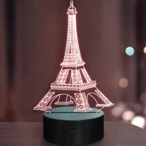 Lampka Nocna LED Wieża Eiffla 3D Iluzja Prezent z Imieniem
