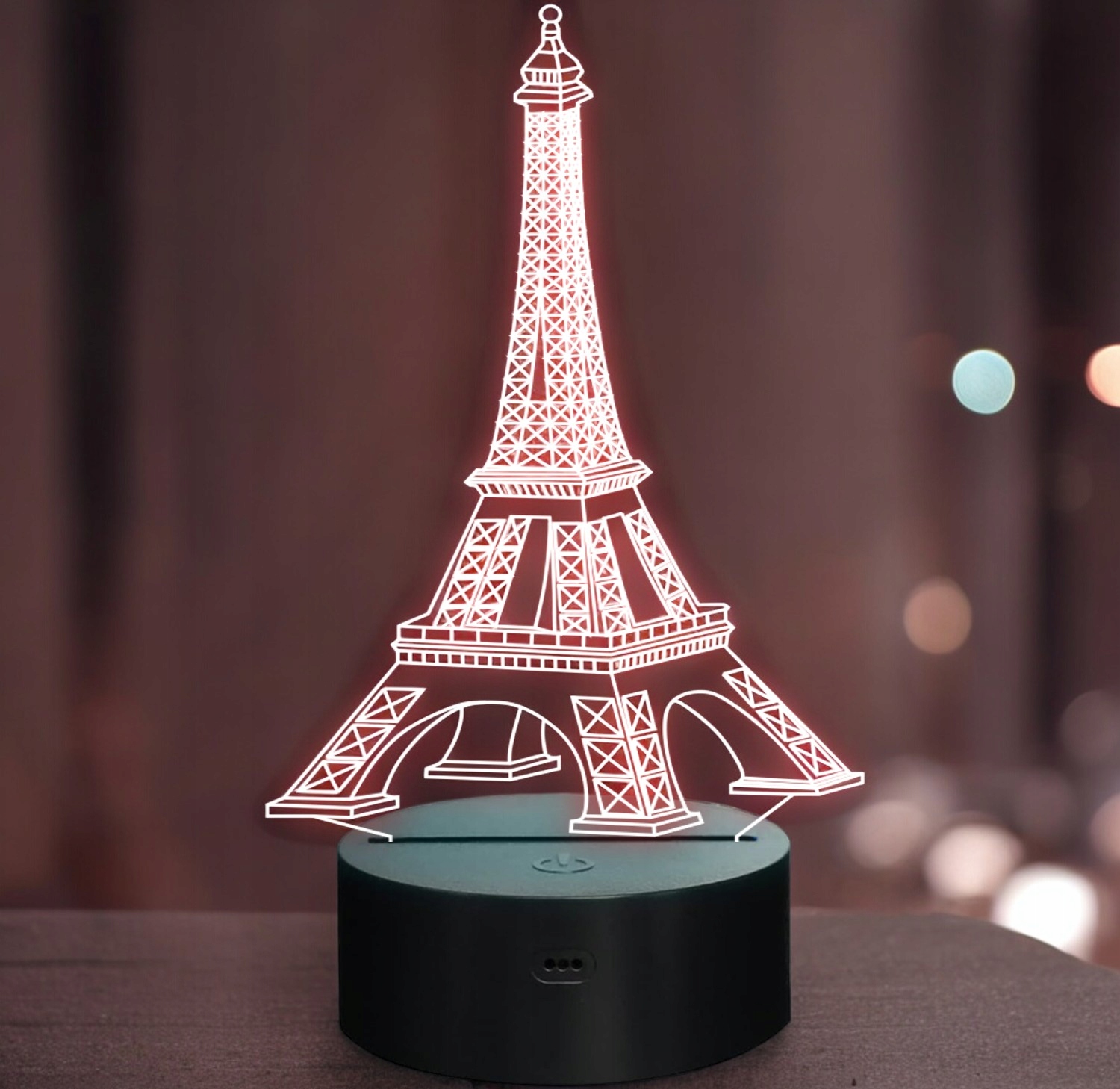 Lampka Nocna LED Wieża Eiffla 3D Iluzja Prezent z Imieniem Lampka Nocna LED Wieża Eiffla 3D Iluzja Prezent z Imieniem